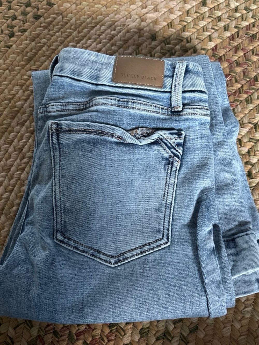 Buckle Light Wash Straight Leg Jeans